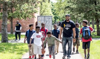 Michael Walker with students