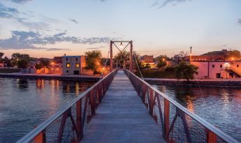 The Granite Falls Bridge, which is a suspension footbridge crossing the Minnesota River, was built next to downtown Granite Falls in 1935.