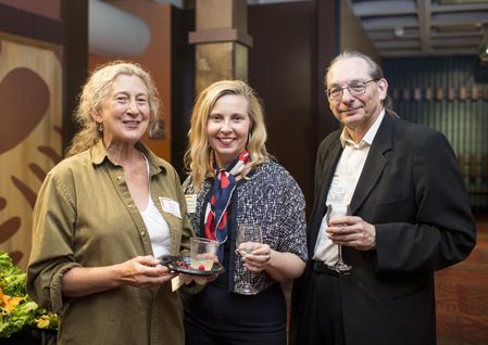 RADP participants, from left, In the Heart of the Beast’s Sandra Spieler (BF'86 & '02), American Composers Forum’s Bonnie Marshall and storyteller W. Loren Niemi (BF'98). Photo by Ackerman+Gruber.