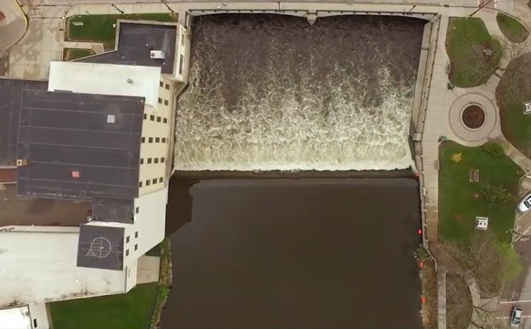 Arial view of waterfall