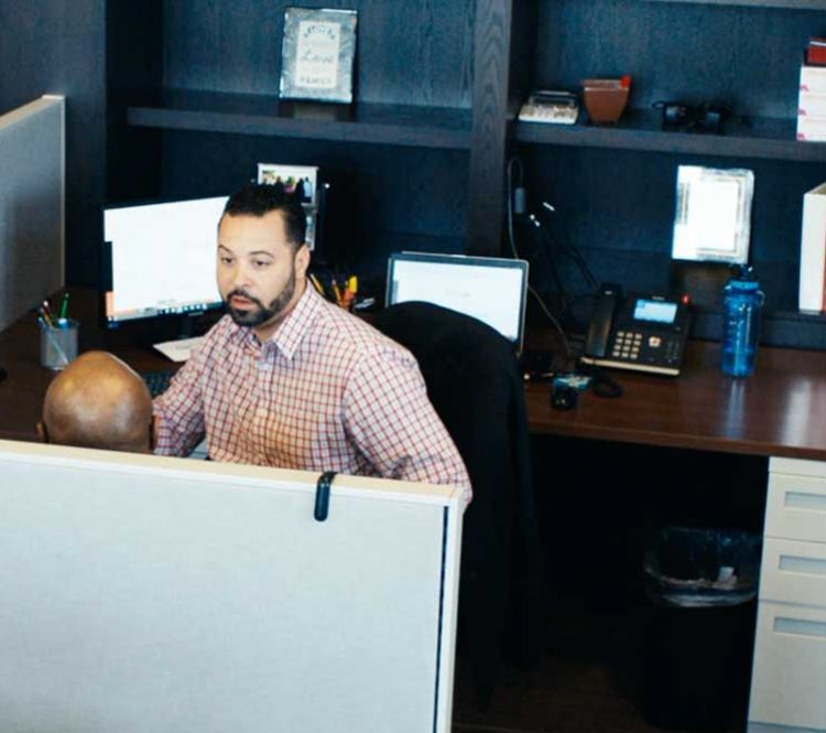 man at desk