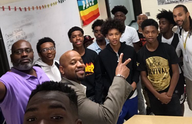 Michael with students