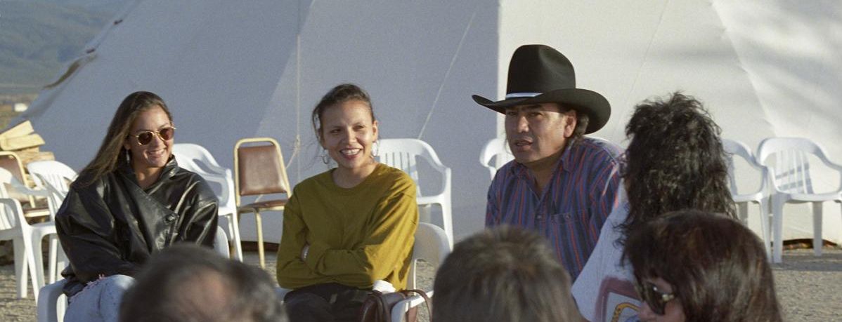 Jodi Gillette (center) in 1992 with other attendees of Our Visions: The Next 500 Years. (Photo: Seth Roffman)