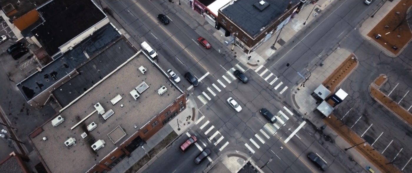 Aerial shot of street