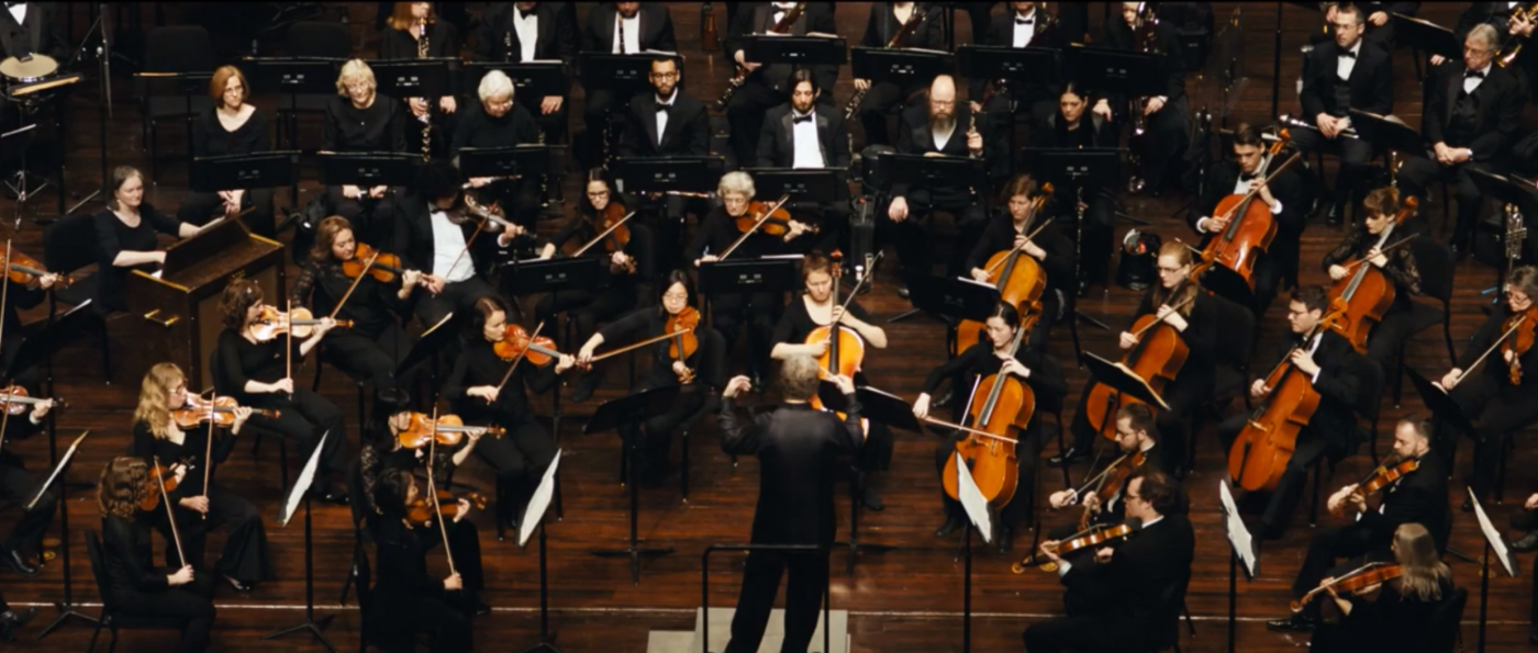Orchestra members playing