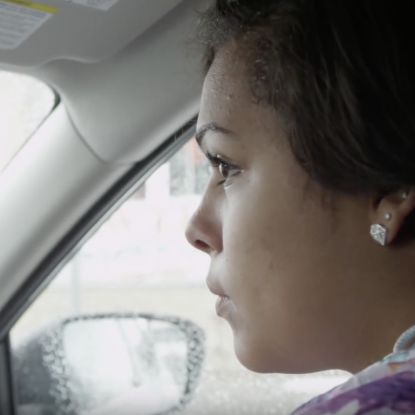woman in a car