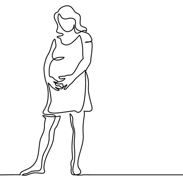 Line drawing of pregnant woman