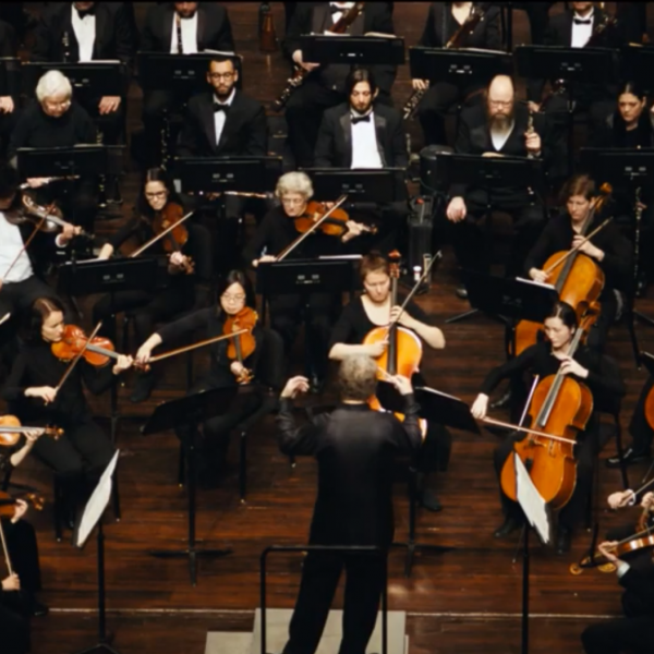 Orchestra members playing
