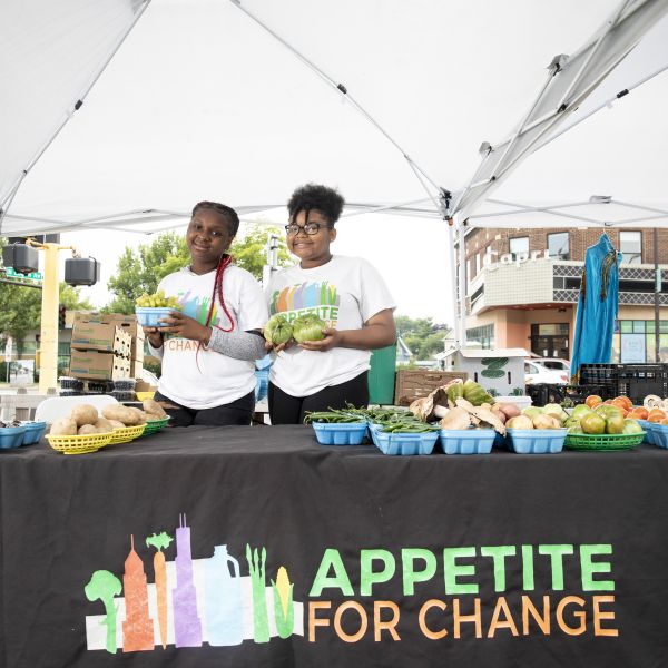 Tekyla Thompson and Arieana Moore at West Broadway Farmer’s Market.