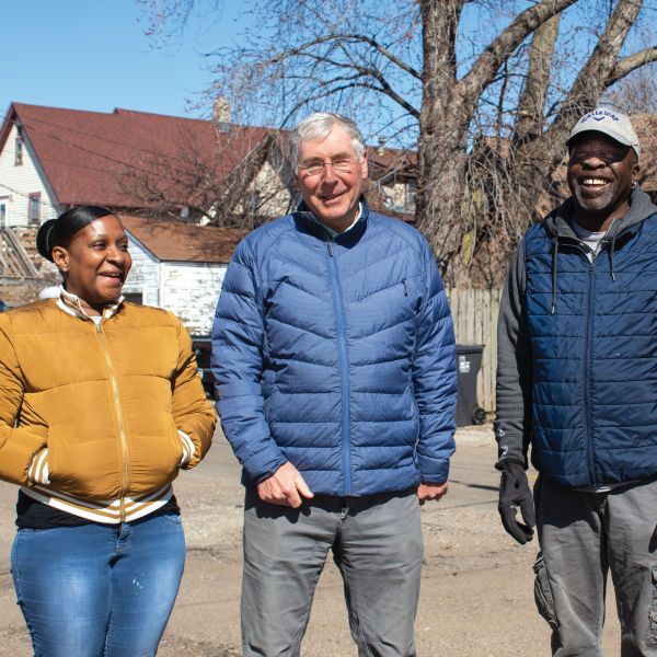 Temali with members of NDC partner organization Community Stabilization Project, a housing advocacy group in St. Paul