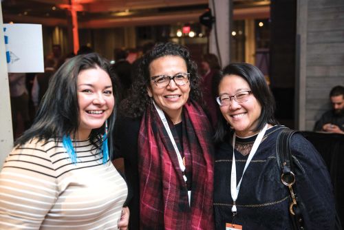 Board members Jodi Gillette (center) and Jennifer Alstad (right) with Cecily Engelhart