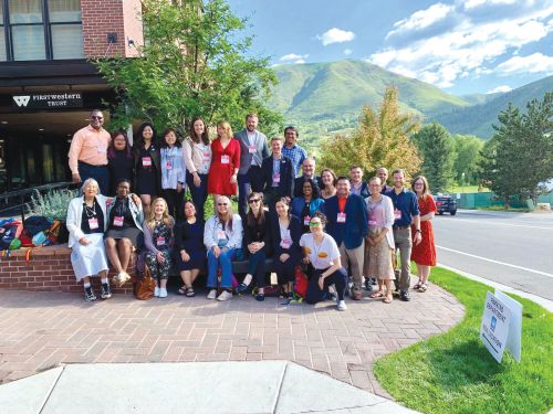 The 25 members of the Bush Foundation cohort at the Aspen Ideas Festival gathered to connect during the multi-day event in June 2019.