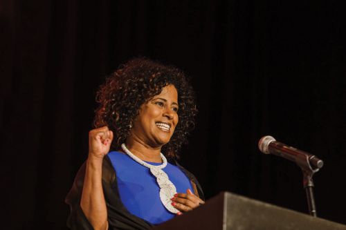 Accepting the 2018 YWCA Cass Clay Woman of the Year award in Science and Technology