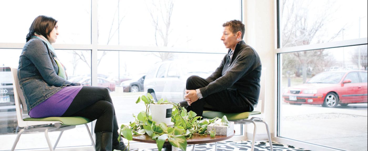 Recovery Coach Terri Brown with recovering alcoholic participant