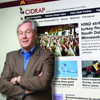Osterholm in front of CIDRAP website
